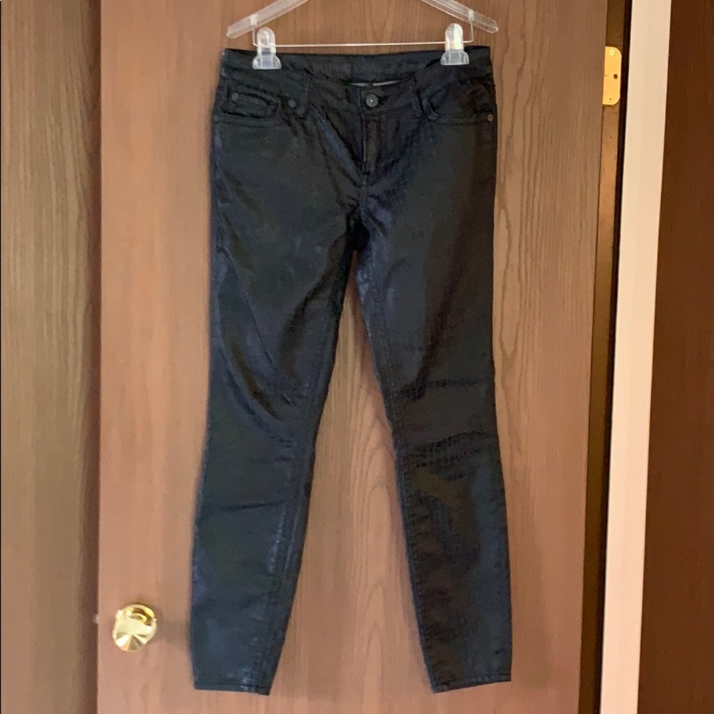 Faux black leather look jeans